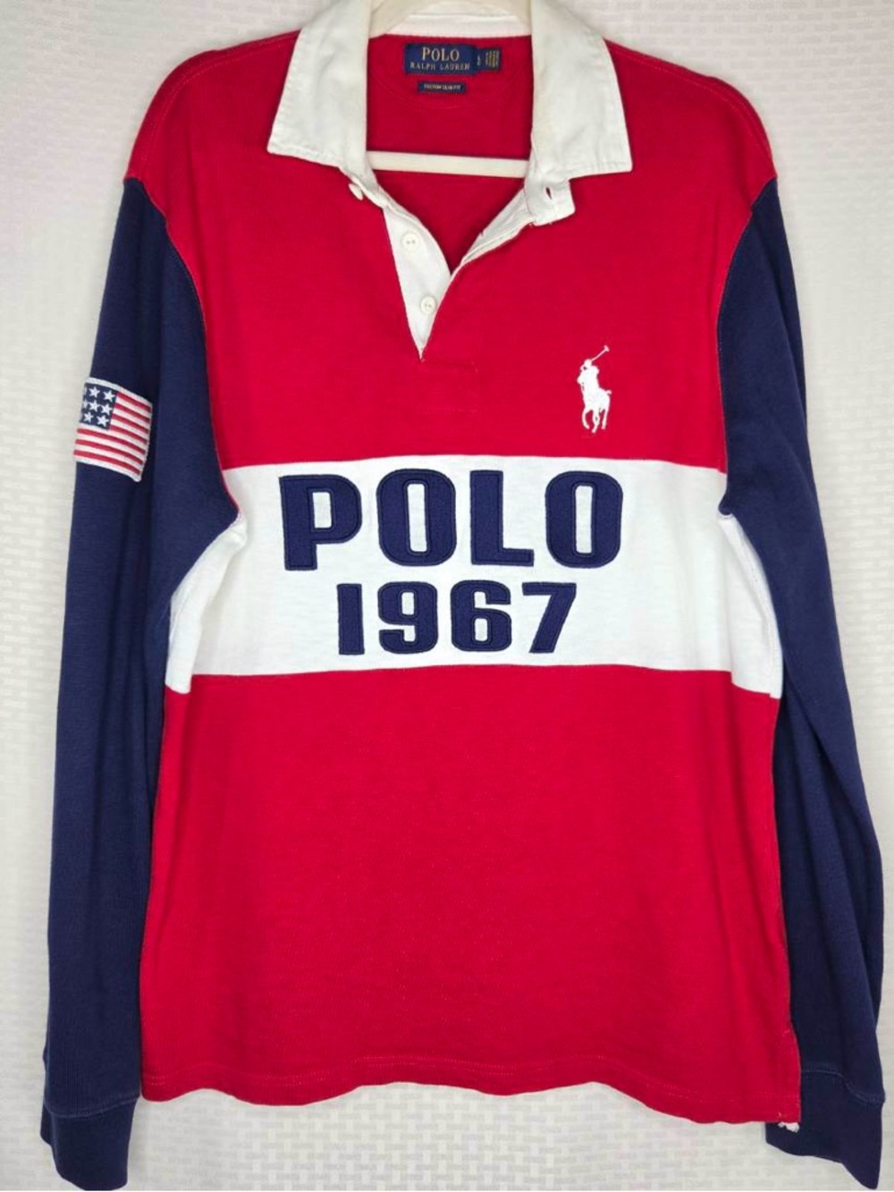Polo Ralph Lauren Rugby Polo Shirt Mens Large Big Pony Long Sleeve Slim Fit